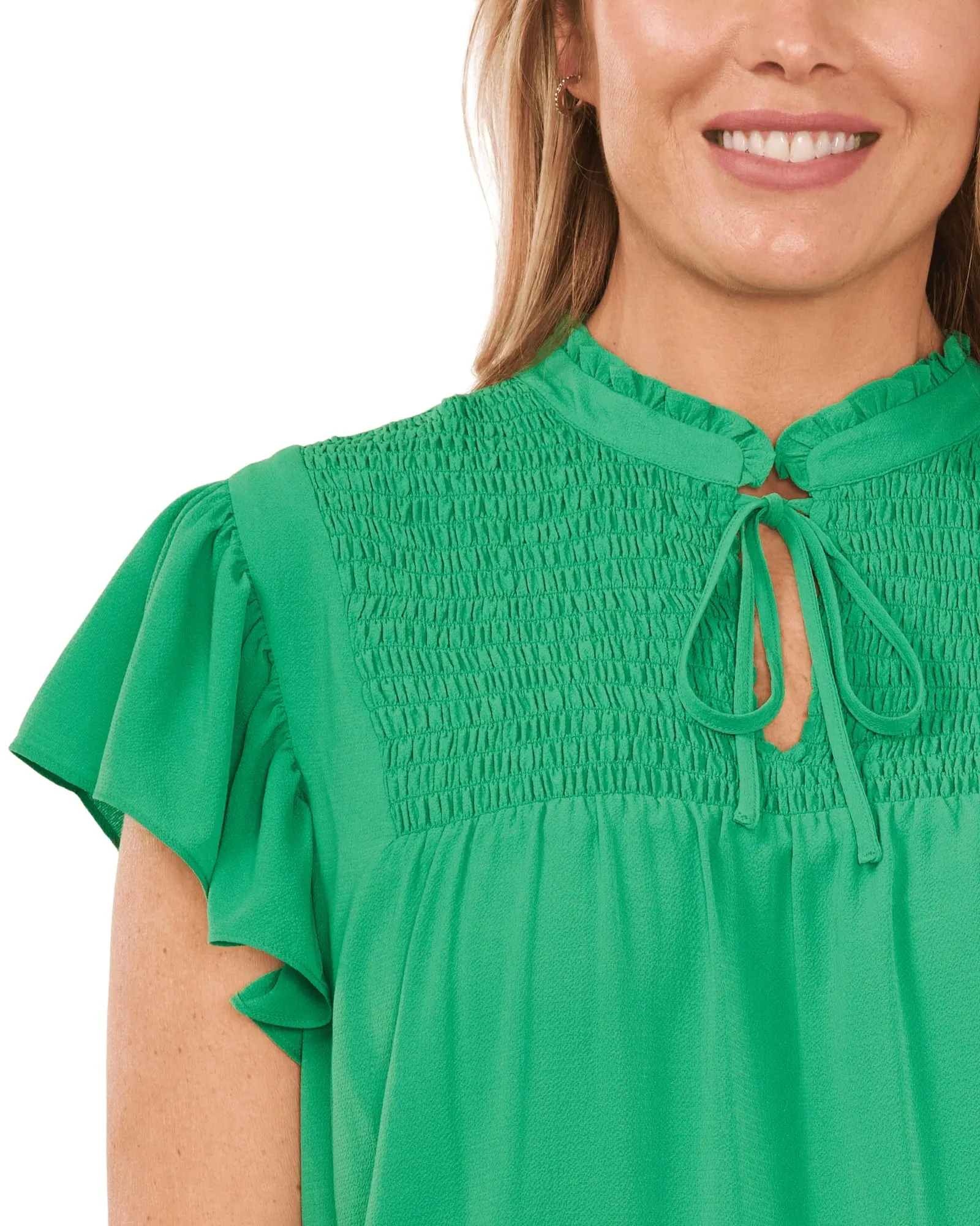 Gia Flutter Sleeve Top | VIVID GREEN