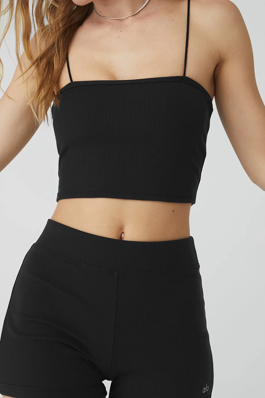 Goddess Ribbed Bandeau Top & Goddess Ribbed High-Waist Hot Short Set