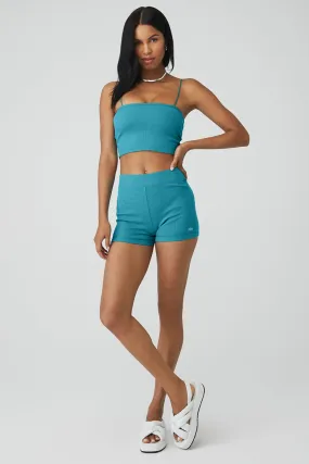 Goddess Ribbed Bandeau Top & Goddess Ribbed High-Waist Hot Short Set