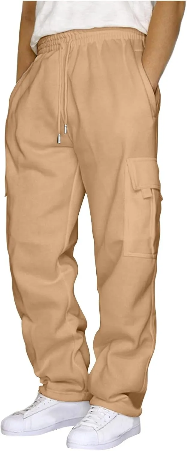 high Waist Cargo Pants Men Plus Elastic Waist Jeans for Men Sweatpants for Men Loose fit Camouflage Hiking Pants Men Men Casual Outfits Mens Joggers with Pockets College Mens Sweatpants
