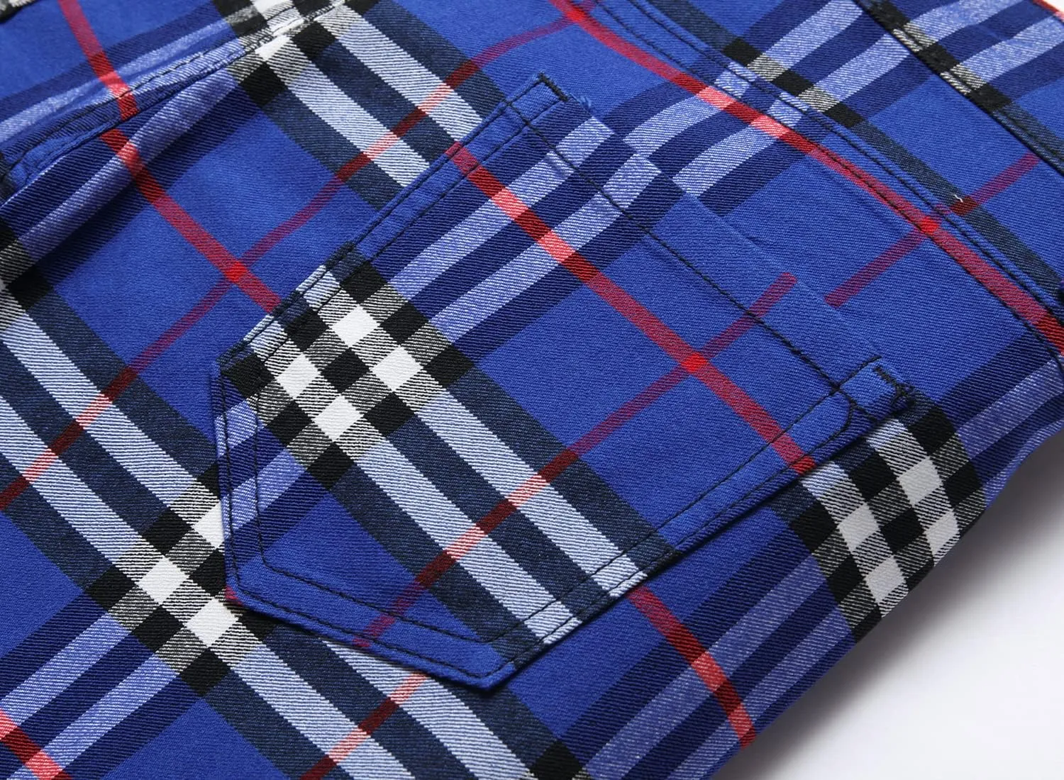JE&NS Men's Stretch Slim Fit Flat-Front Casual Skinny Chinos Plaid Dress Pants