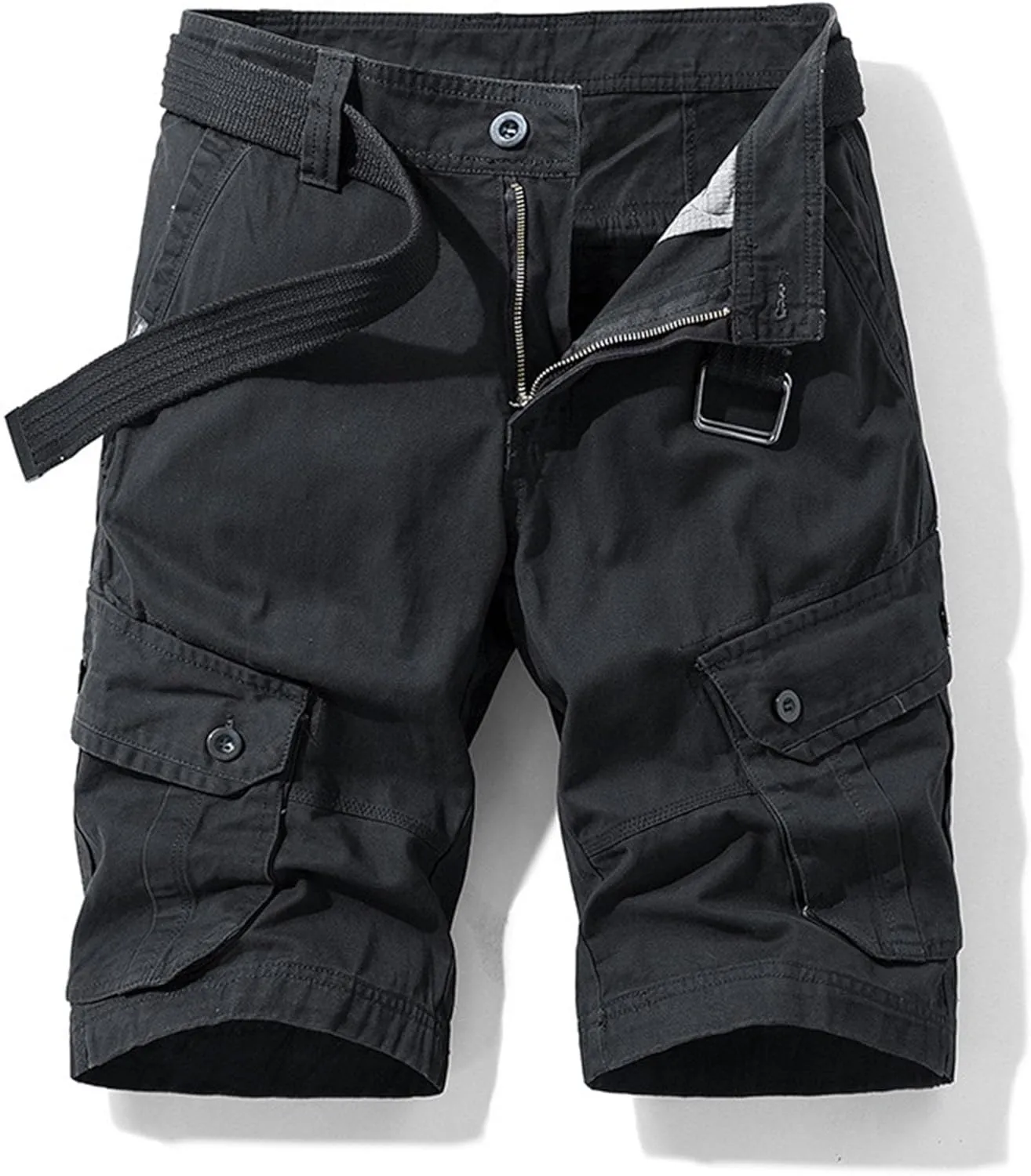 JEKE-DG Men's Relaxed Fit Cotton Cargo Shorts Casual Fashion Streetwear Shorts Solid Multi Pocket Work Shorts