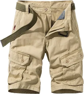 JEKE-DG Men's Relaxed Fit Cotton Cargo Shorts Casual Fashion Streetwear Shorts Solid Multi Pocket Work Shorts