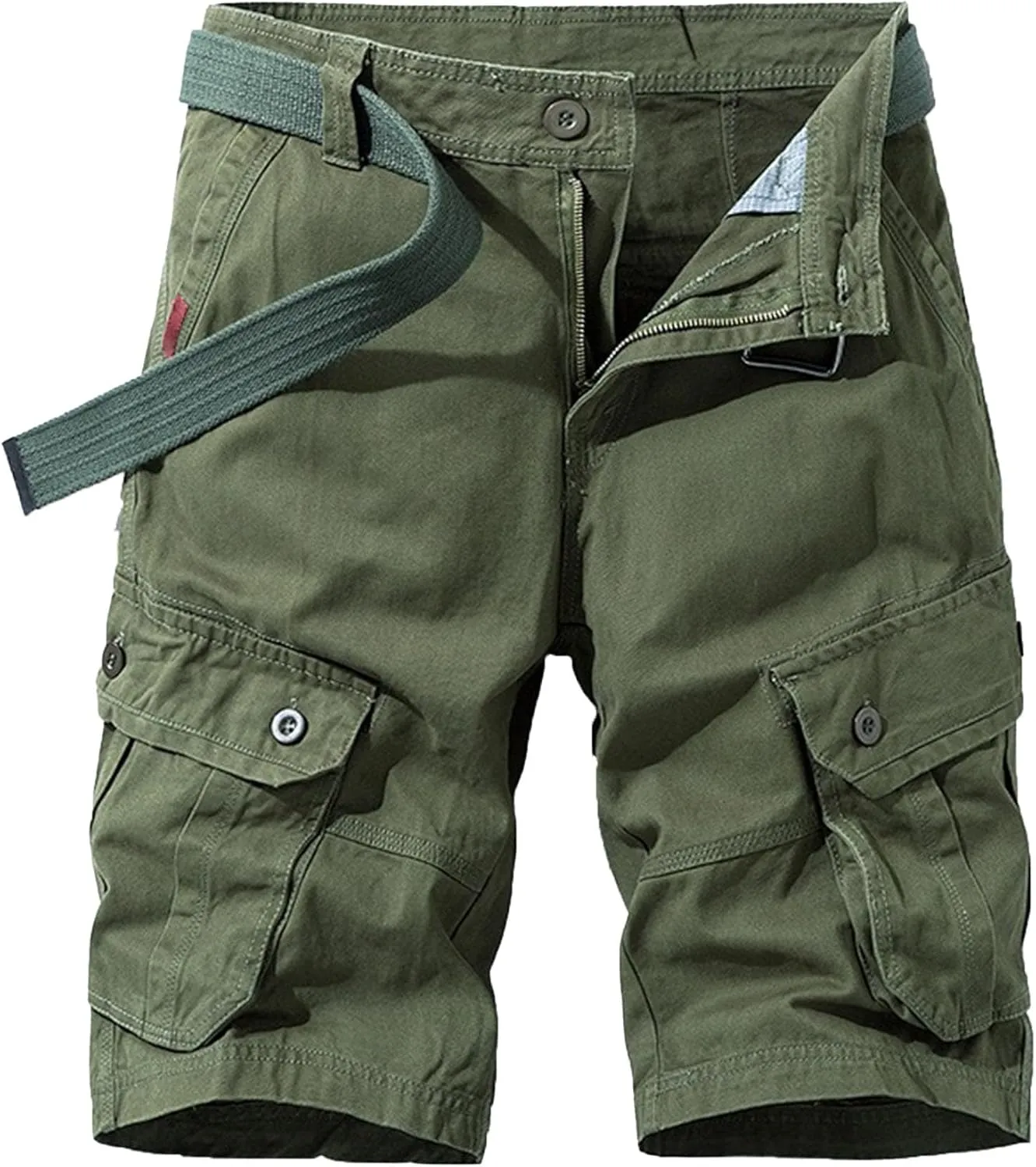 JEKE-DG Men's Relaxed Fit Cotton Cargo Shorts Casual Fashion Streetwear Shorts Solid Multi Pocket Work Shorts