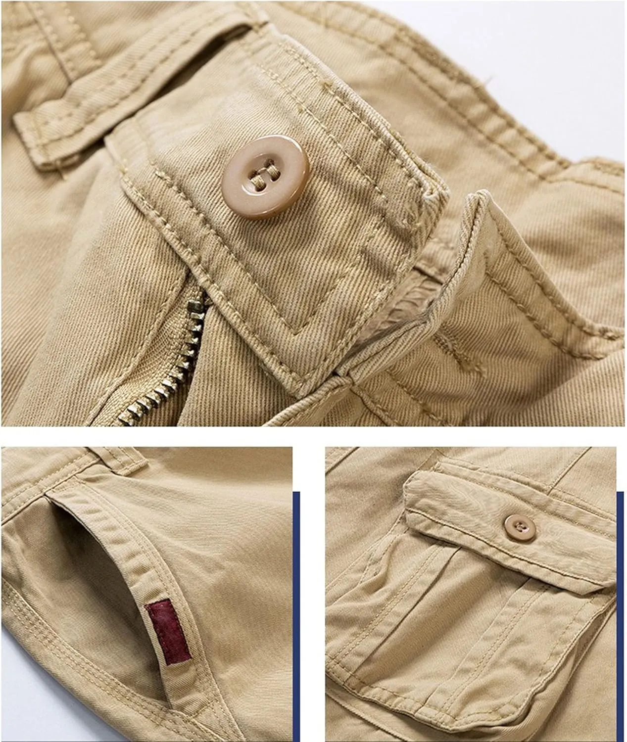 JEKE-DG Men's Relaxed Fit Cotton Cargo Shorts Casual Fashion Streetwear Shorts Solid Multi Pocket Work Shorts