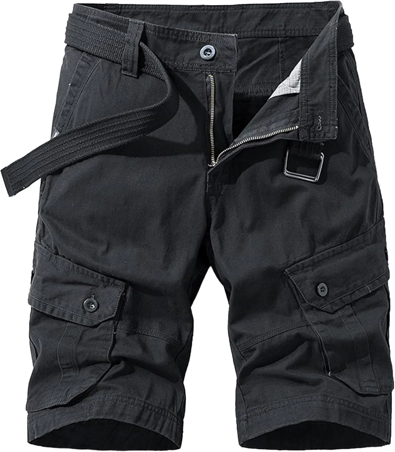 JEKE-DG Men's Relaxed Fit Cotton Cargo Shorts Casual Fashion Streetwear Shorts Solid Multi Pocket Work Shorts