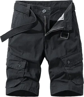 JEKE-DG Men's Relaxed Fit Cotton Cargo Shorts Casual Fashion Streetwear Shorts Solid Multi Pocket Work Shorts