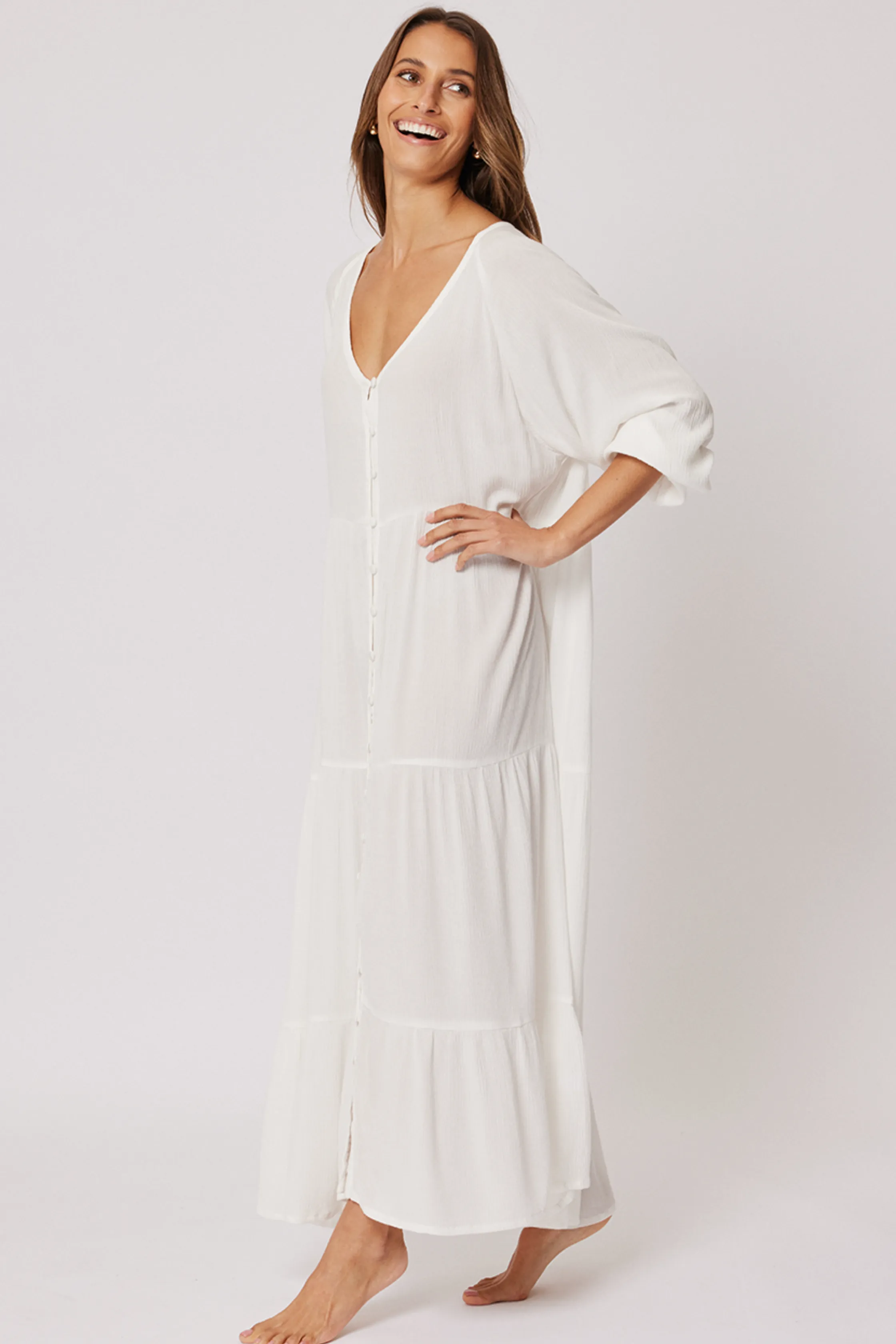 KARA MAXI COVERUP - Milk Crinkle