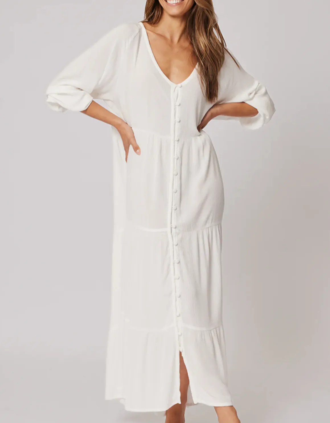 KARA MAXI COVERUP - Milk Crinkle