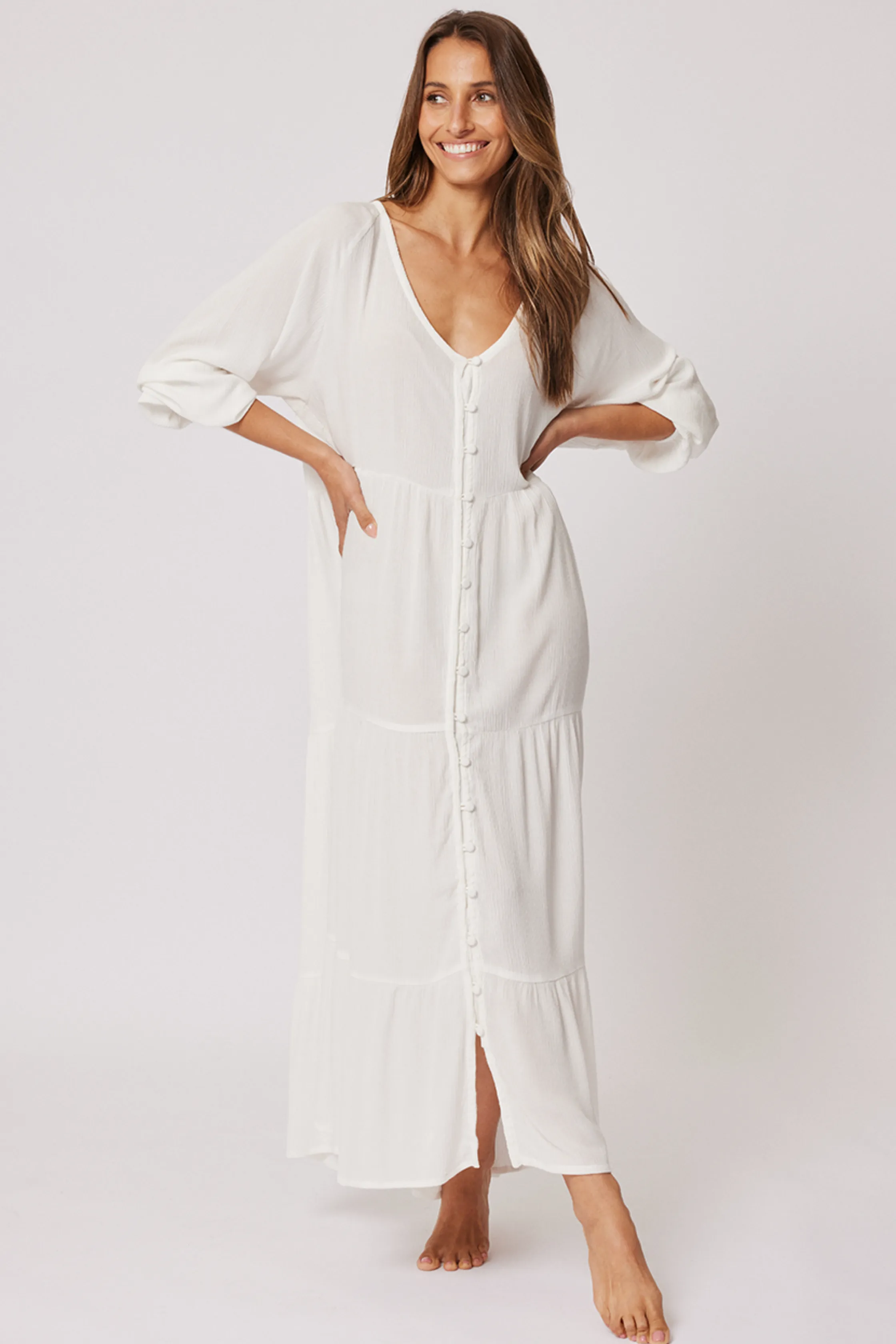 KARA MAXI COVERUP - Milk Crinkle