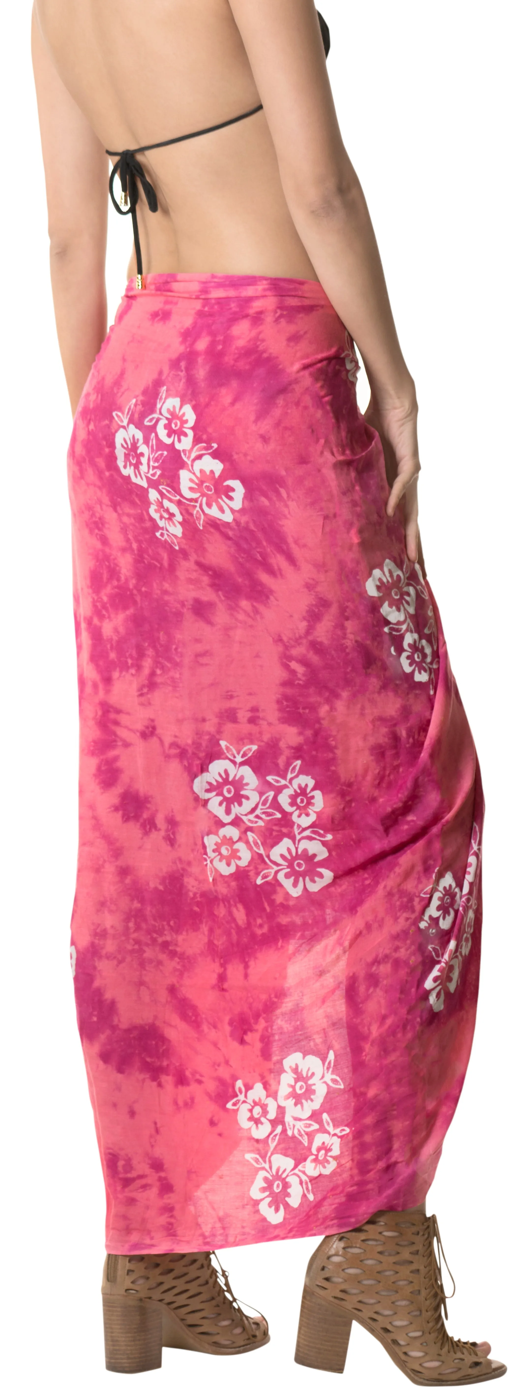 LA LEELA Cover Up Suit Bathing Sarong Bikini Cover up Printed 78"X43" Dark Pink_6815
