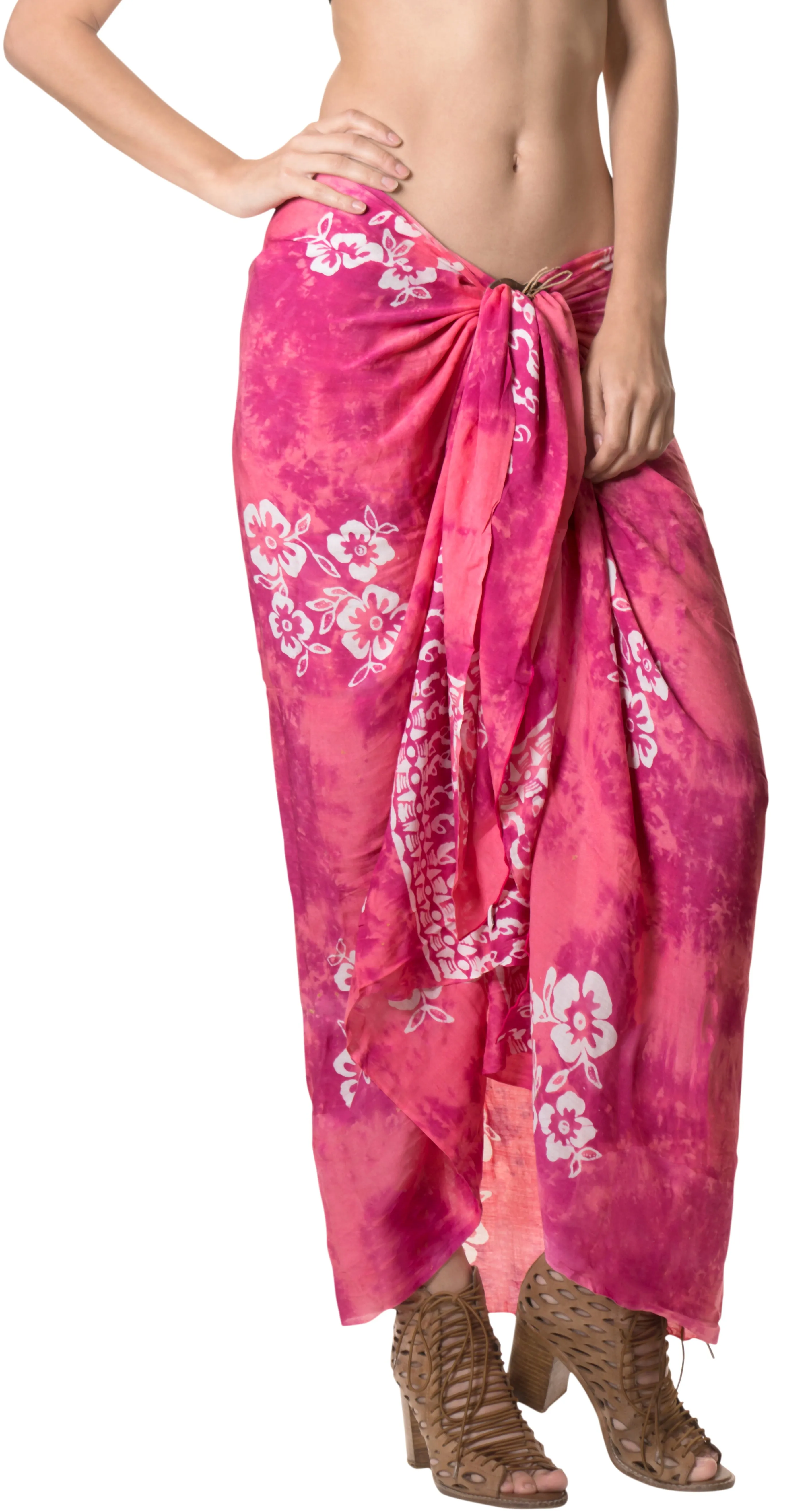 LA LEELA Cover Up Suit Bathing Sarong Bikini Cover up Printed 78"X43" Dark Pink_6815