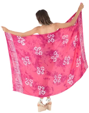 LA LEELA Cover Up Suit Bathing Sarong Bikini Cover up Printed 78"X43" Dark Pink_6815