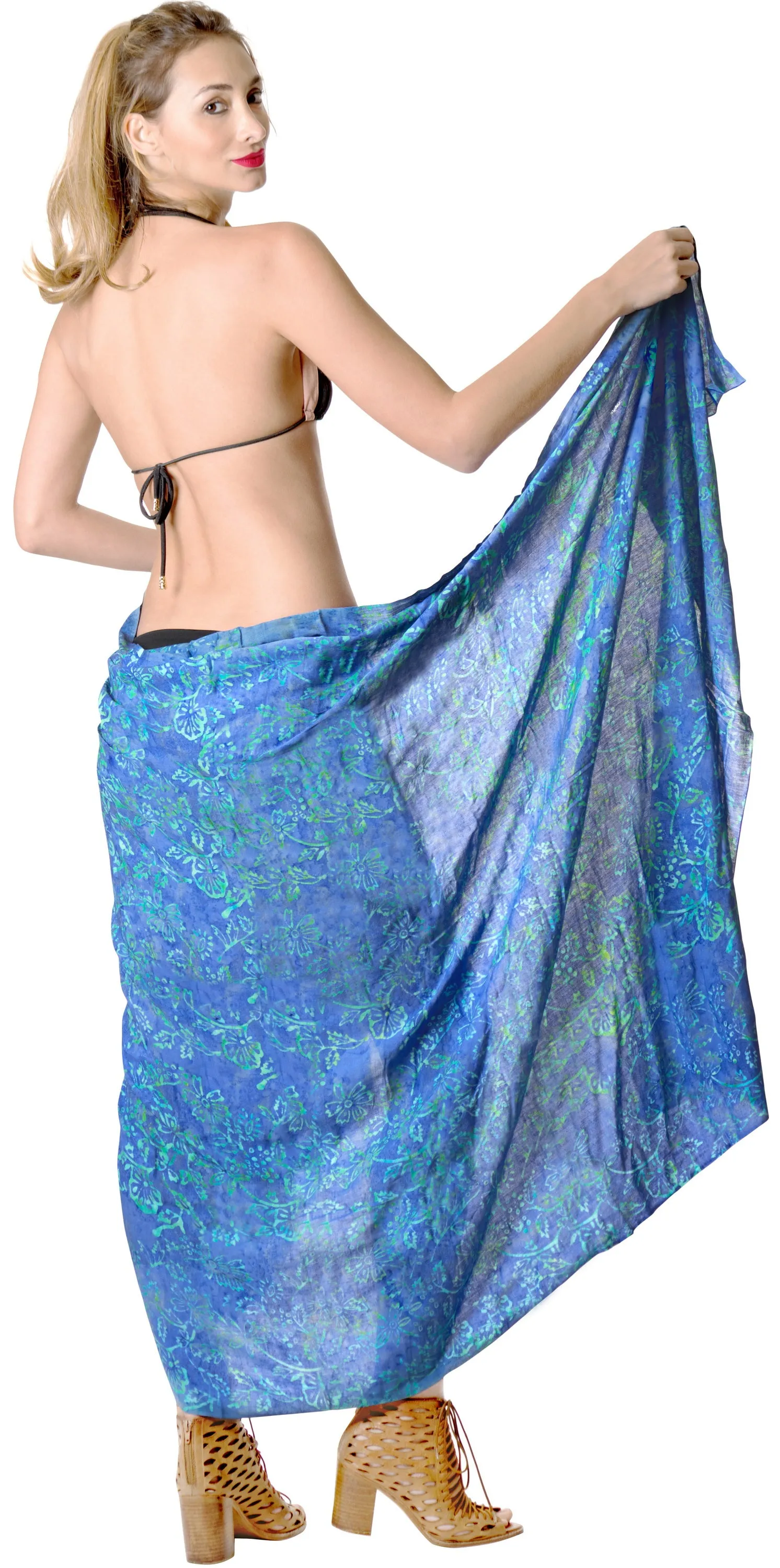 LA LEELA Cover Up Suit Womens Sarong Bikini Cover up Printed 78"X43" Royal Blue_4414