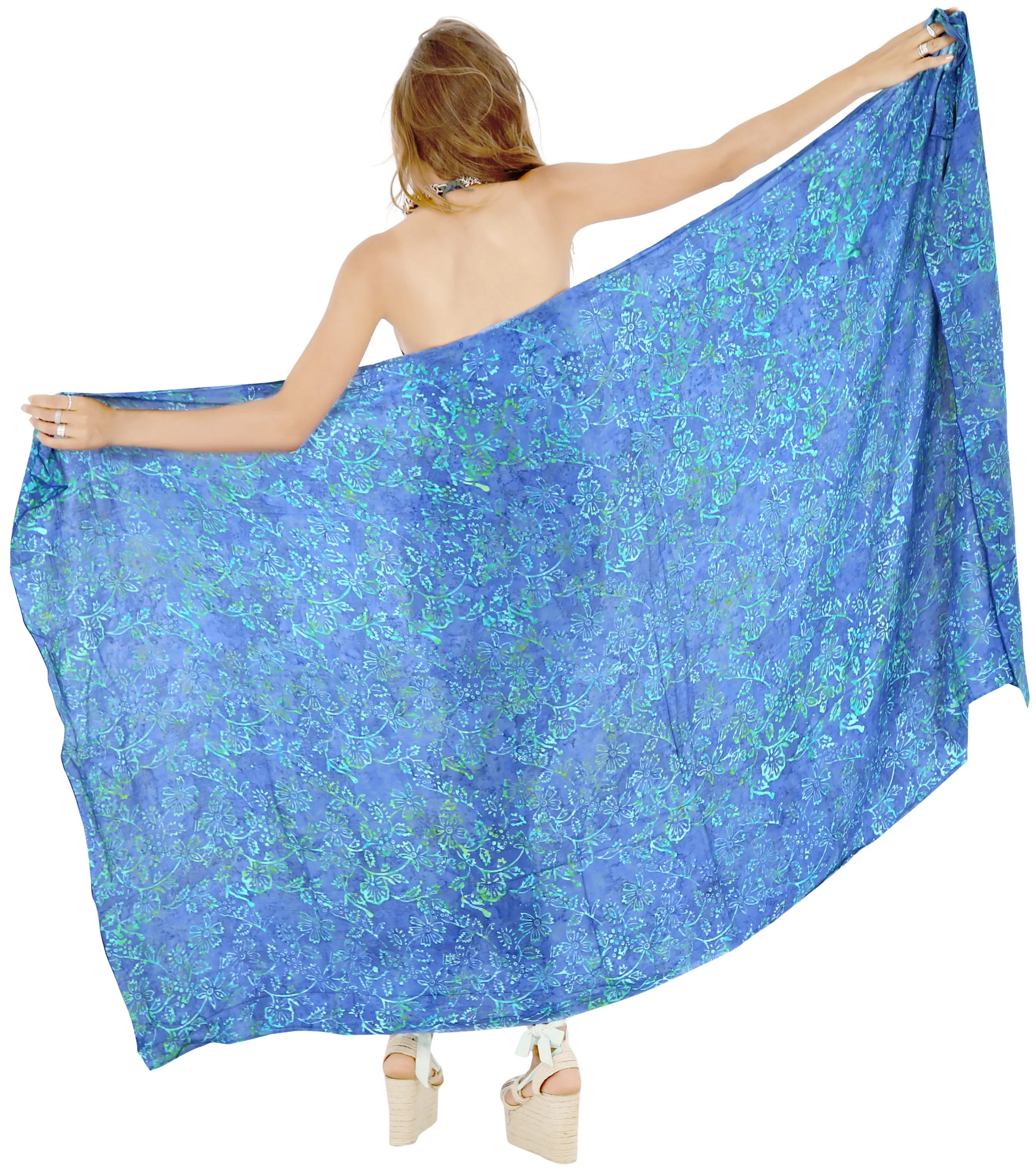 LA LEELA Cover Up Suit Womens Sarong Bikini Cover up Printed 78"X43" Royal Blue_4414