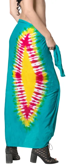 LA LEELA Cover Up Suit Womens Sarong Bikini Cover up Tie Dye 78"X43" Sea Green_4524