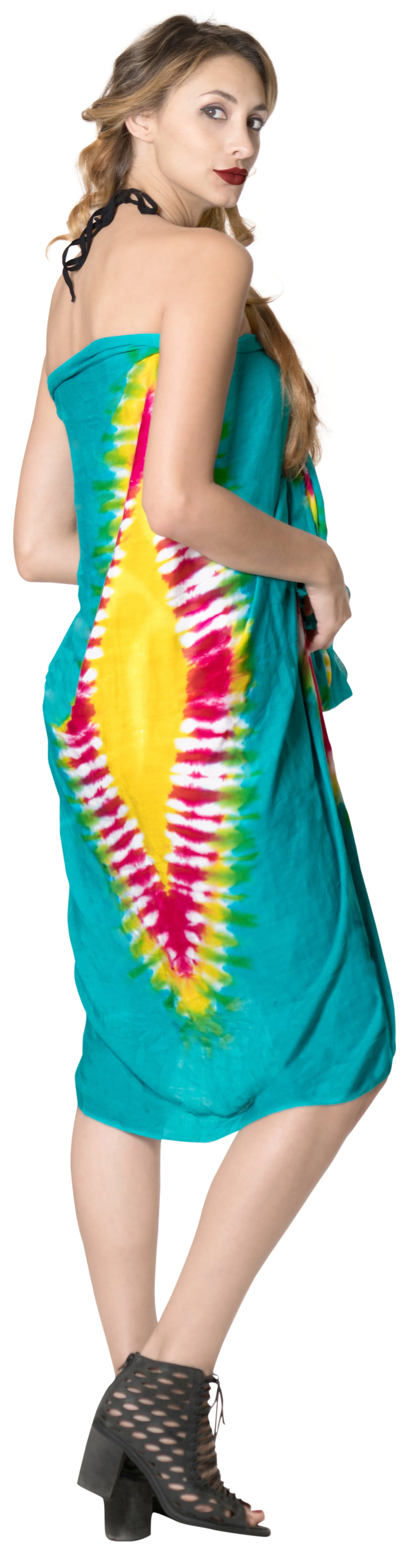 LA LEELA Cover Up Suit Womens Sarong Bikini Cover up Tie Dye 78"X43" Sea Green_4524