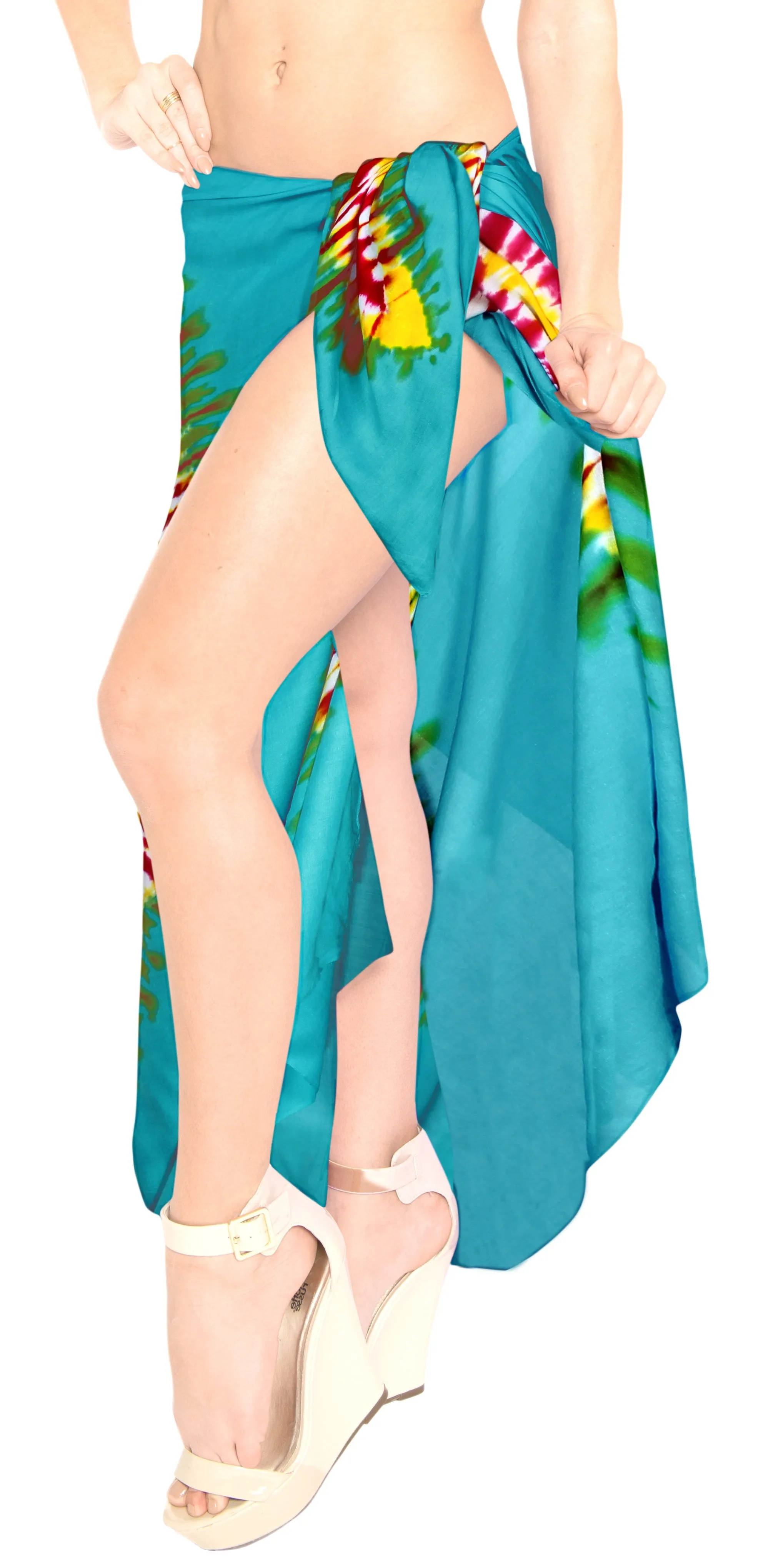 LA LEELA Cover Up Suit Womens Sarong Bikini Cover up Tie Dye 78"X43" Sea Green_4524