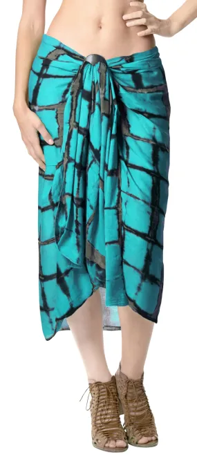 LA LEELA Hawaiian Suit Wrap Sarong Bikini Cover up Tie Dye 78"X43" Sea Green_4505