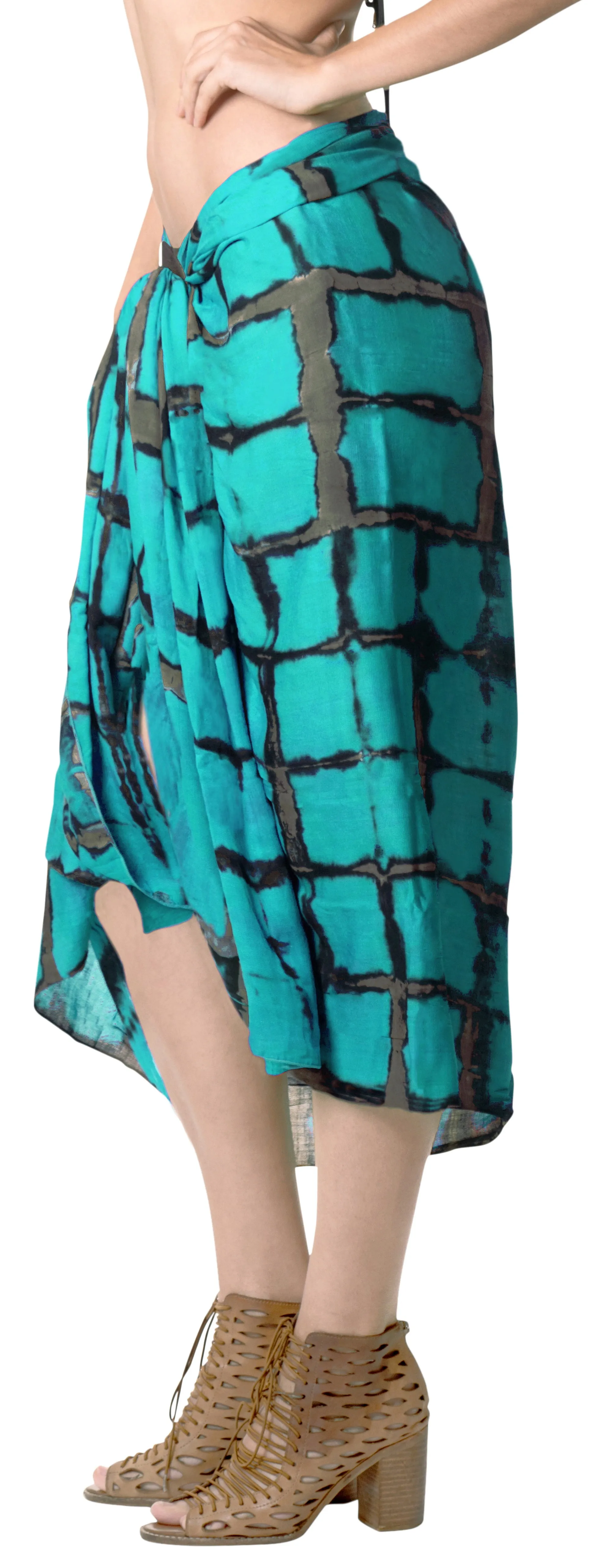 LA LEELA Hawaiian Suit Wrap Sarong Bikini Cover up Tie Dye 78"X43" Sea Green_4505
