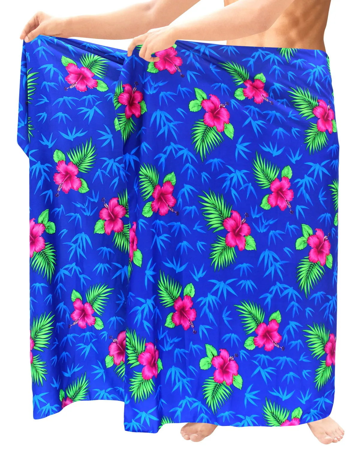 LA LEELA Men's Hawaiian Sarongs For Men Plus Size Beach Wrap 72"x42" Royal Blue P976 137188