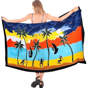 LA LEELA Rayon Bathing Towel Beach Women's Wrap Sarong Printed 78"X43" Blue_4811