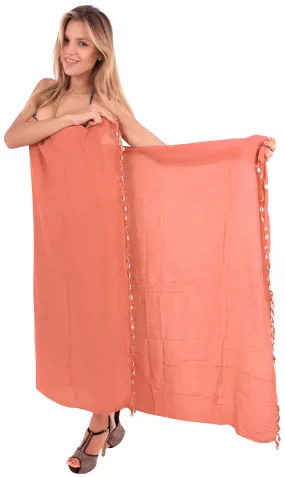 LA LEELA Scarf Deal Beach Dress Towel Beach Sarong Solid 78"X43" Peach_5089