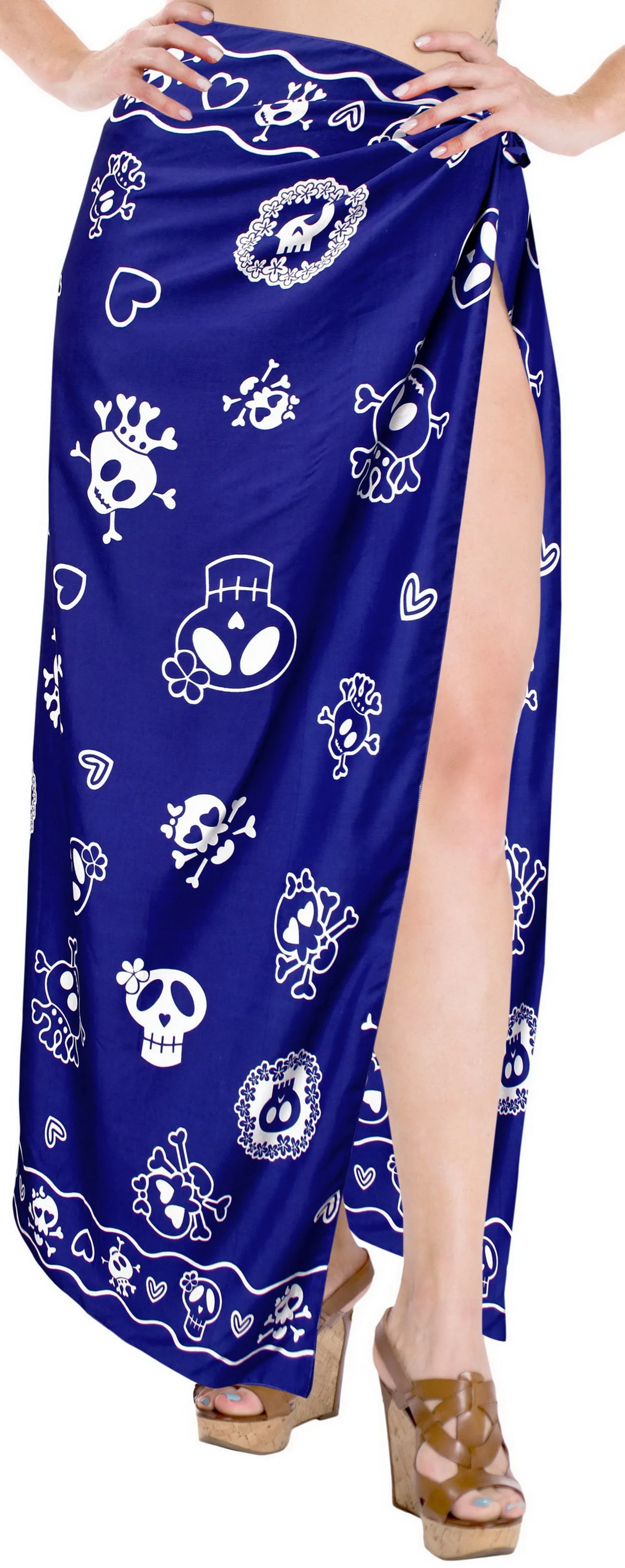 La Leela Soft Light  Bathing Beach Wrap Sarong Printed 88"X39" Royal Blue_2542