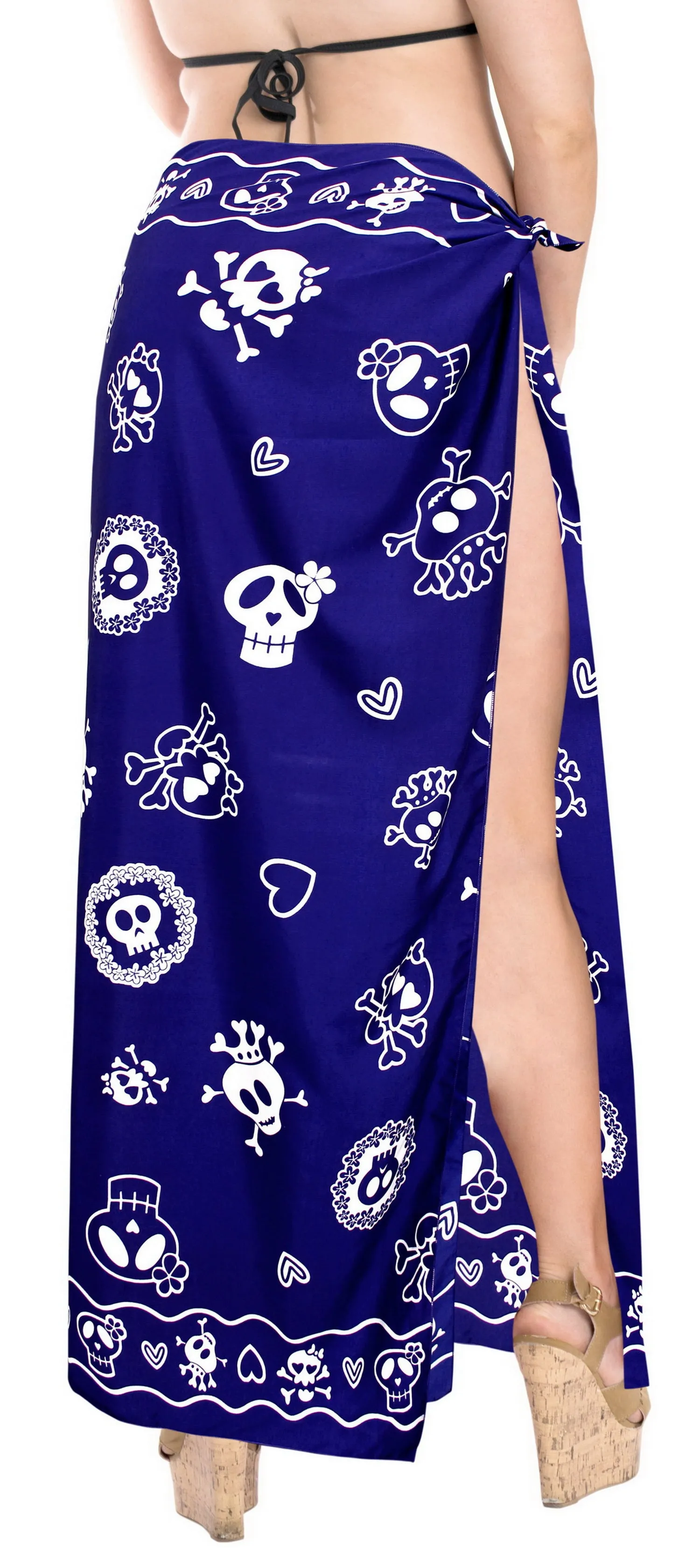 La Leela Soft Light  Bathing Beach Wrap Sarong Printed 88"X39" Royal Blue_2542