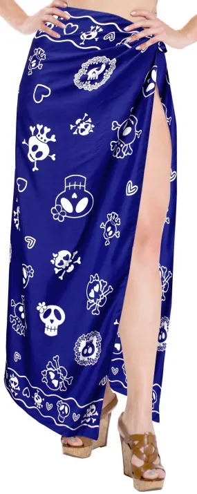 La Leela Soft Light  Bathing Beach Wrap Sarong Printed 88"X39" Royal Blue_2542