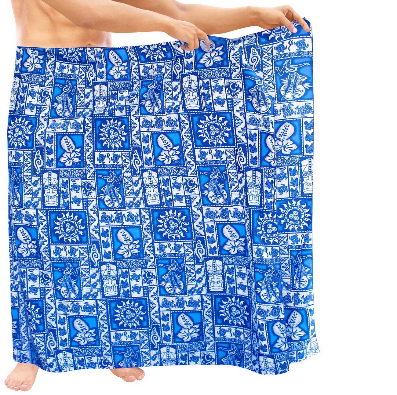 LA LEELA Soft Light Printed Aloha Party Hawaiian Mens 72"X42" Bright Blue 2938 125963