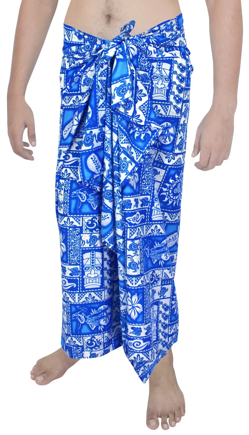LA LEELA Soft Light Printed Aloha Party Hawaiian Mens 72"X42" Bright Blue 2938 125963