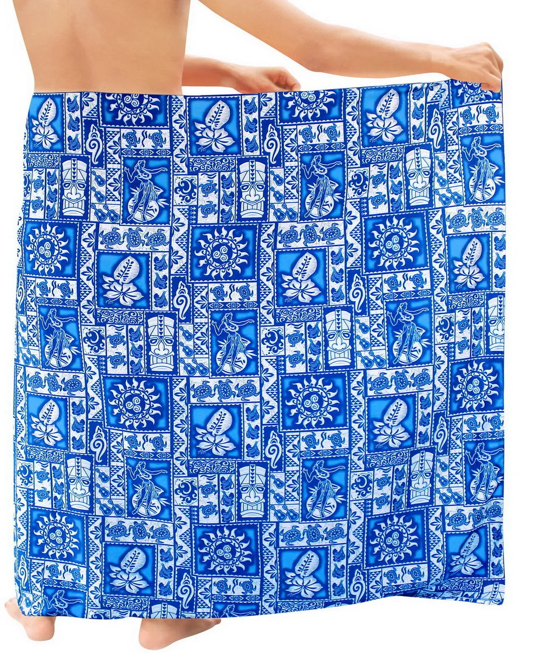 LA LEELA Soft Light Printed Aloha Party Hawaiian Mens 72"X42" Bright Blue 2938 125963