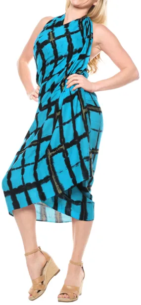LA LEELA Swimwear Towel Women Wrap Sarong Bikini Cover up Tie Dye 78"X43" Blue_4450