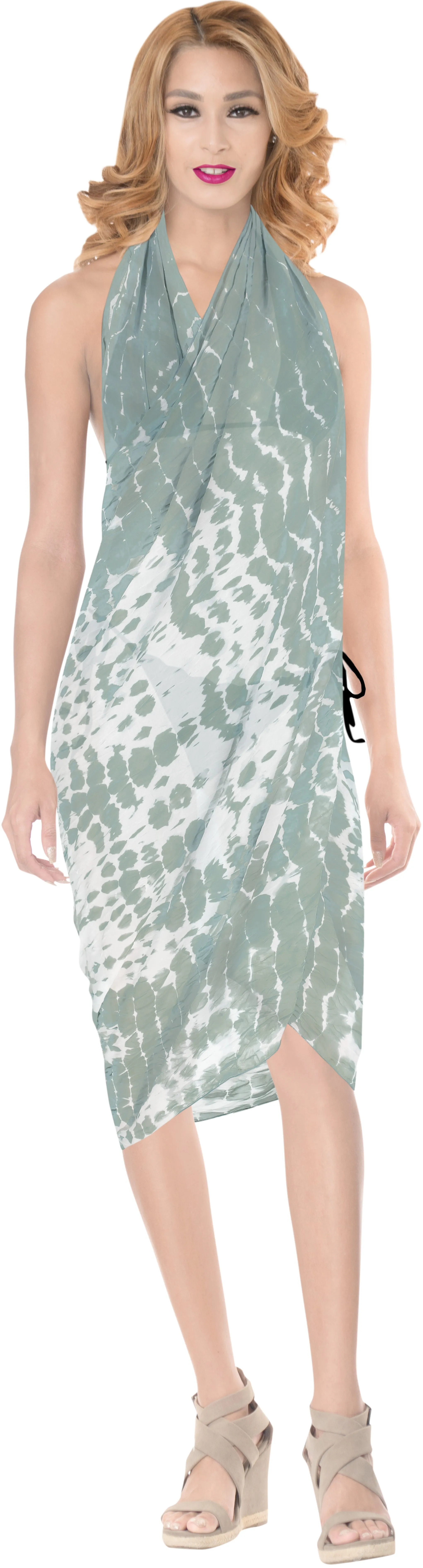 La Leela Women Swimsuit Sarong Wrap Swimwear Pareo Coverup Beach Skirt 78"X42" Grey_X525