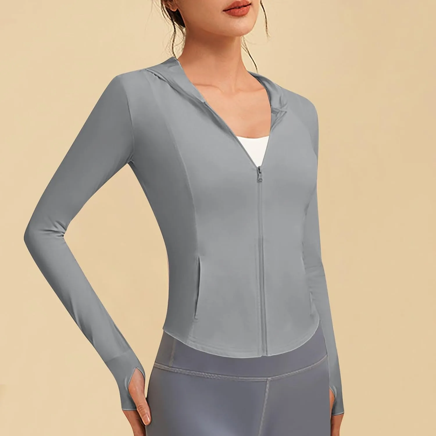 Light Jackets For Women Casual Workout Athletic Zip Up Jacket Travel Compression Slim Fit Cool Hoodies Yoga Shirts