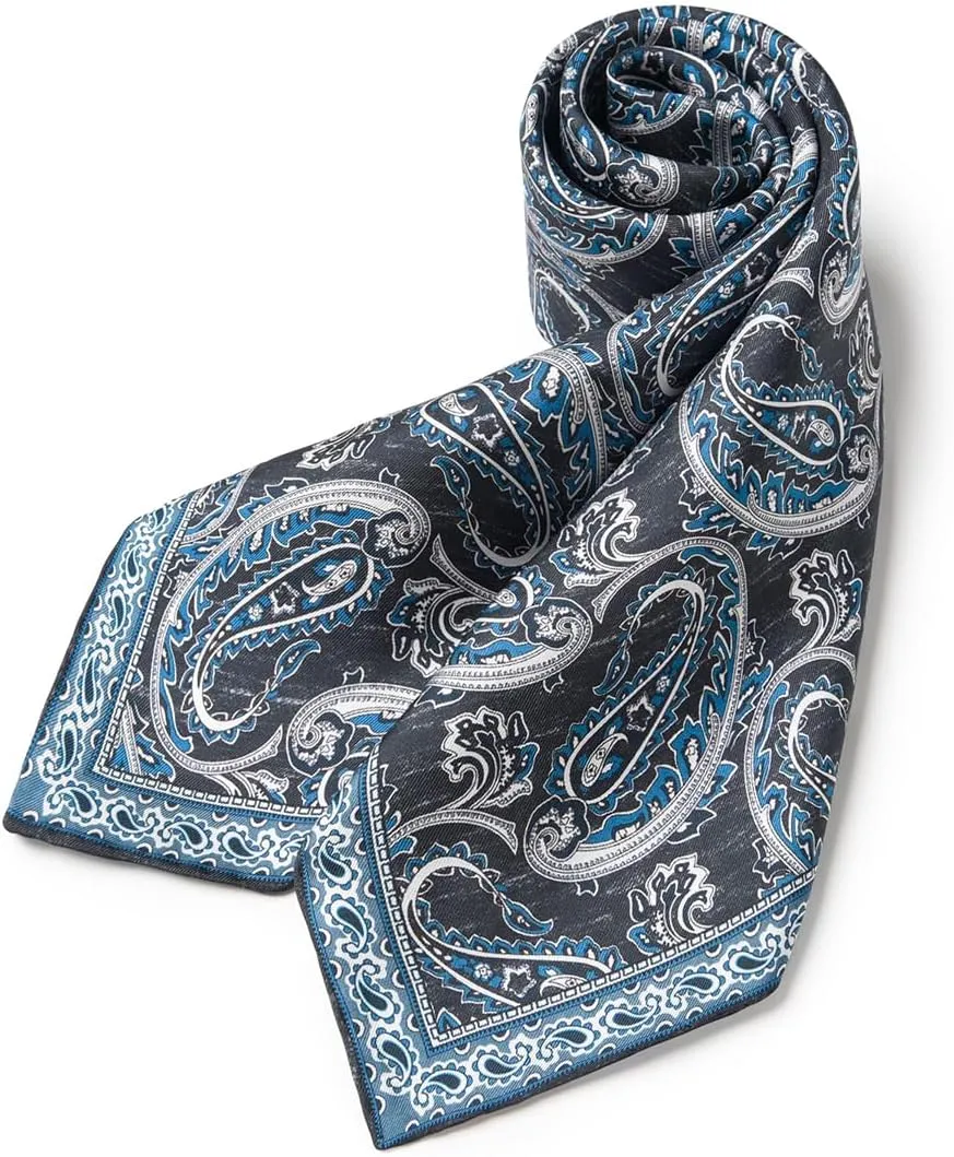 Men 100 Silk Square Scarf 26"x26" Twill Neck Scarves Wrap Business Casual Breathable Lightweight Paisley