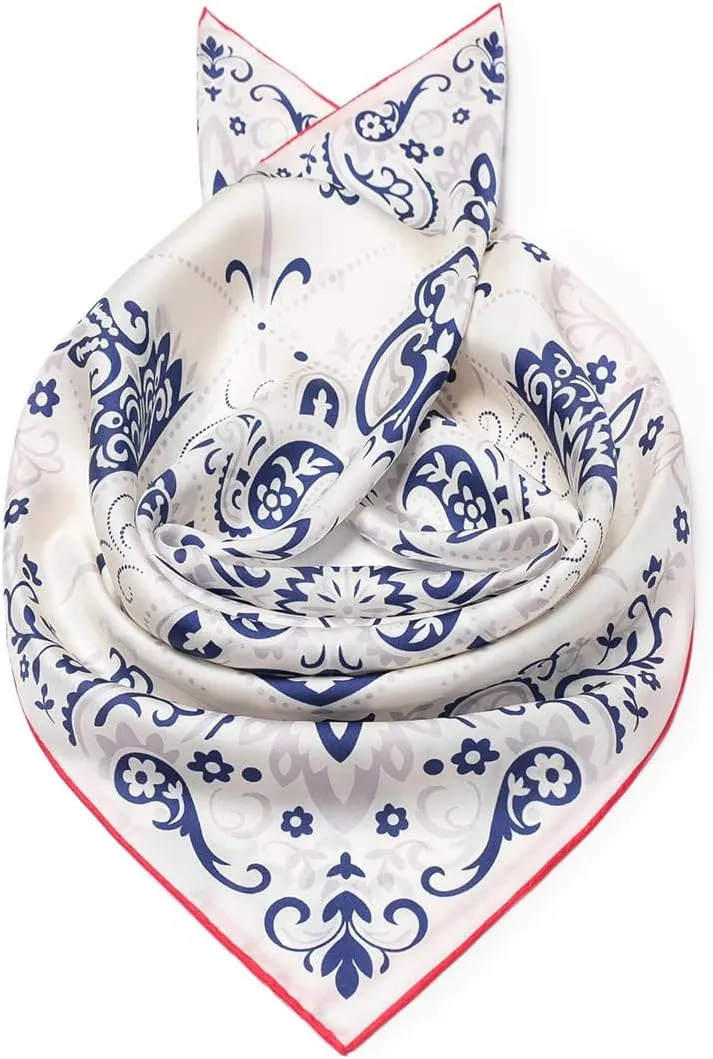 Men 100 Silk Square Scarf 26"x26" Twill Neck Scarves Wrap Business Casual Breathable Lightweight Paisley