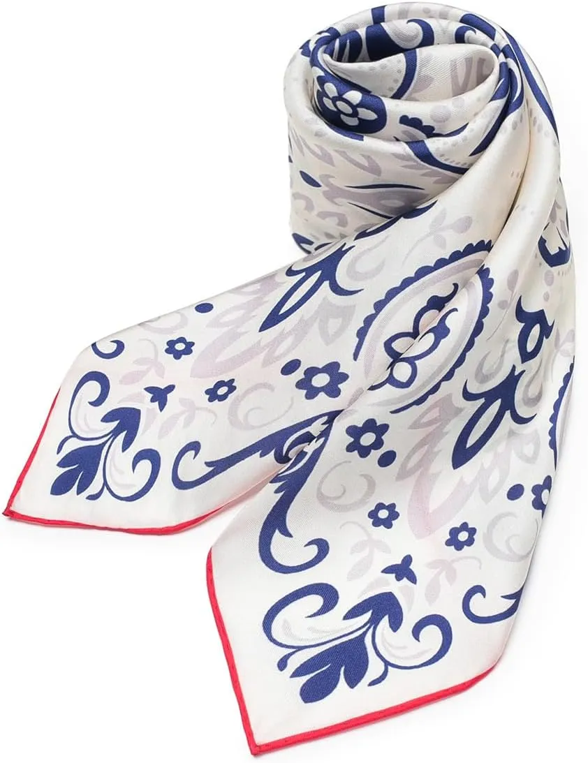 Men 100 Silk Square Scarf 26"x26" Twill Neck Scarves Wrap Business Casual Breathable Lightweight Paisley