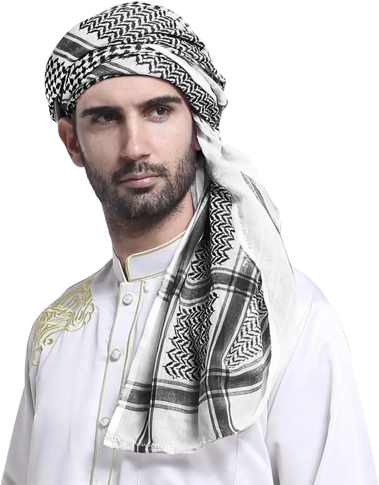 Men Arab Scarf Headwrap Costume Keffiyeh Shemag Yashmag Ghutra Mashada Hatta