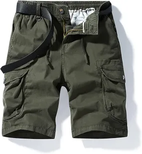 Men's Cotton Twill Cargo Shorts Classic Relaxed Fit Tactical Shorts Casual Outdoor Fishing Shorts with Multi Pockets