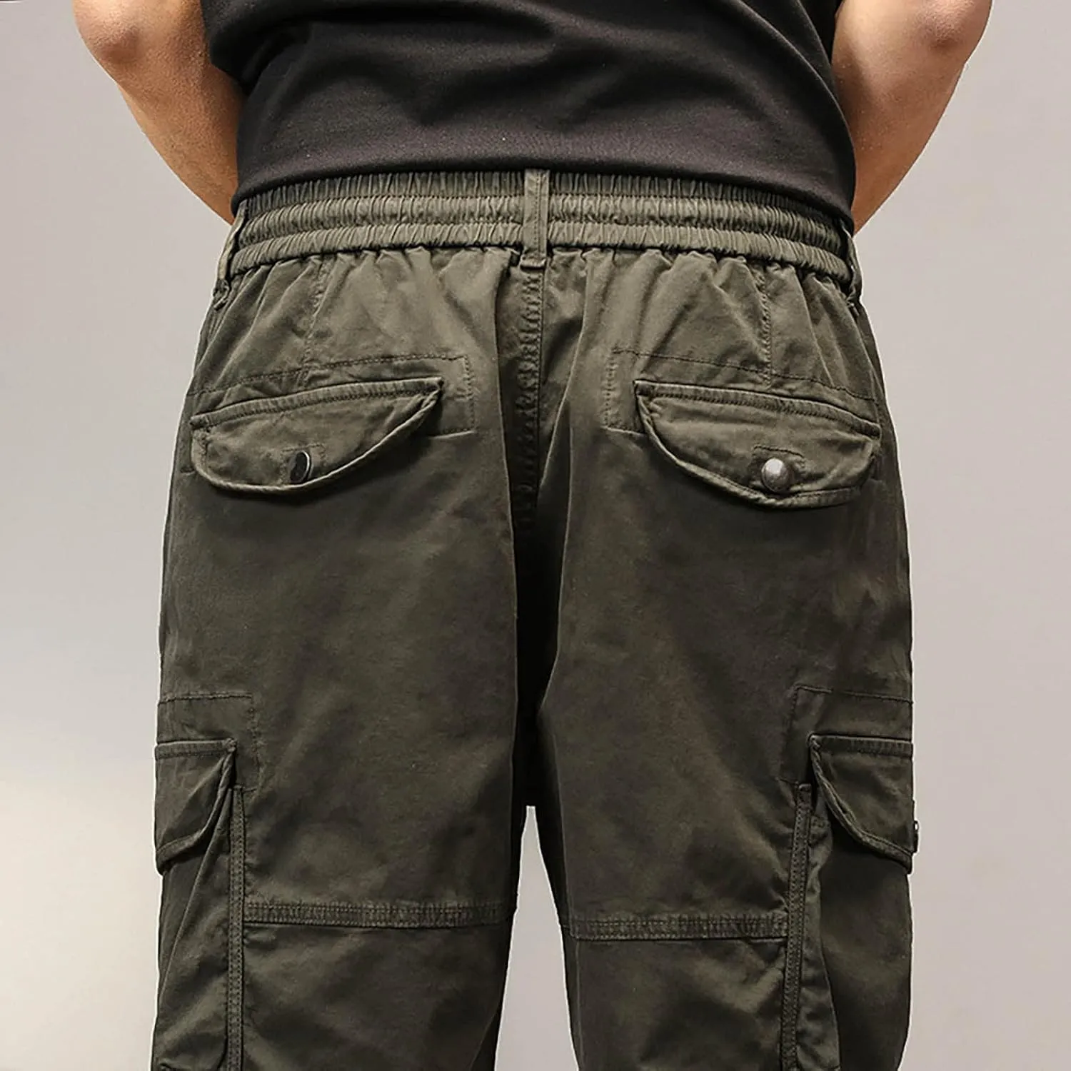 Men's Cotton Twill Cargo Shorts Classic Relaxed Fit Tactical Shorts Casual Outdoor Fishing Shorts with Multi Pockets