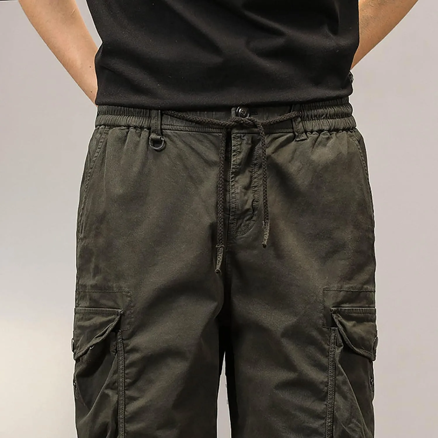 Men's Cotton Twill Cargo Shorts Classic Relaxed Fit Tactical Shorts Casual Outdoor Fishing Shorts with Multi Pockets