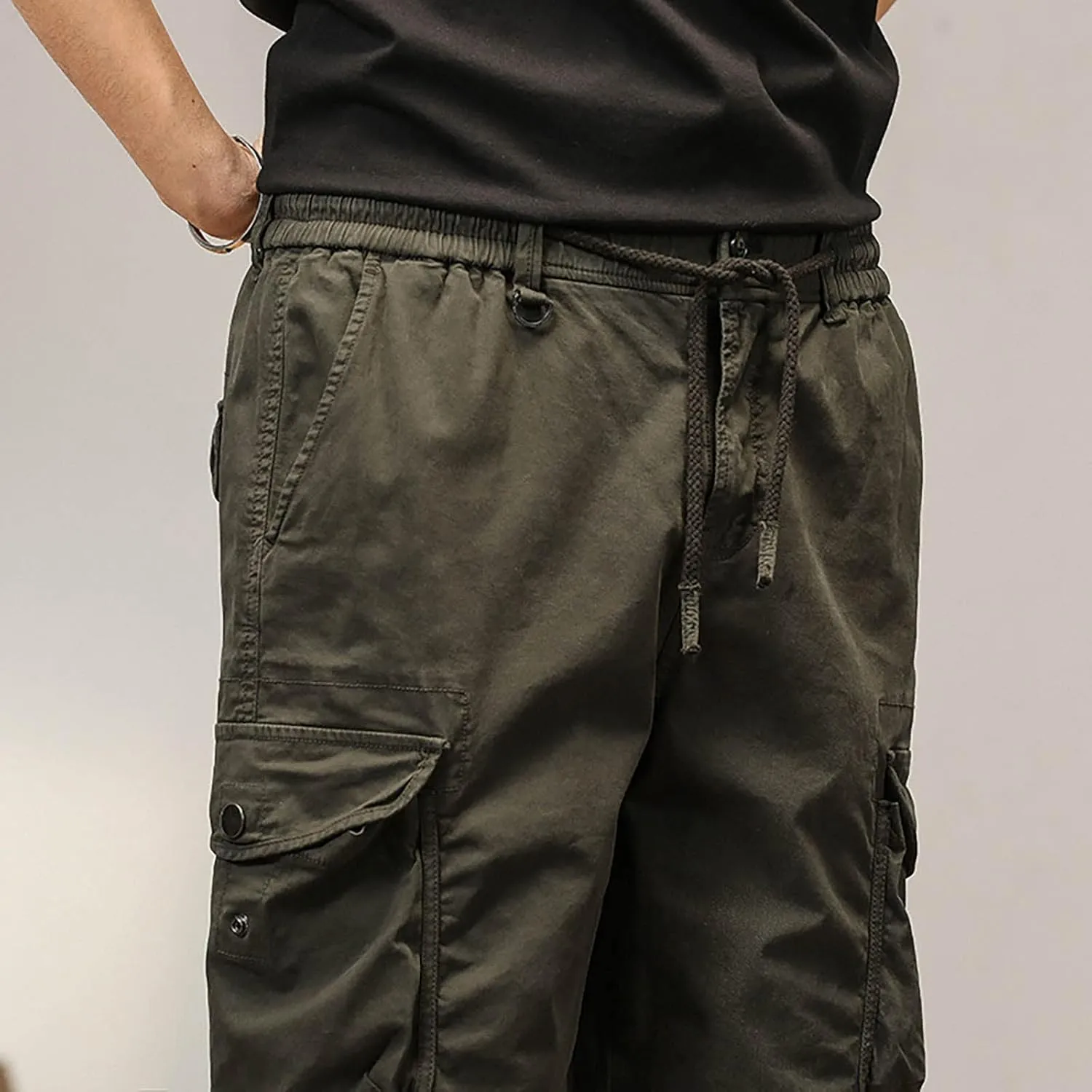 Men's Cotton Twill Cargo Shorts Classic Relaxed Fit Tactical Shorts Casual Outdoor Fishing Shorts with Multi Pockets