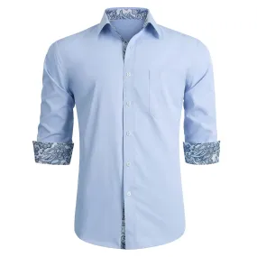 Men's Light Blue Dress Shirt with Pocket - LIGHT BLUE
