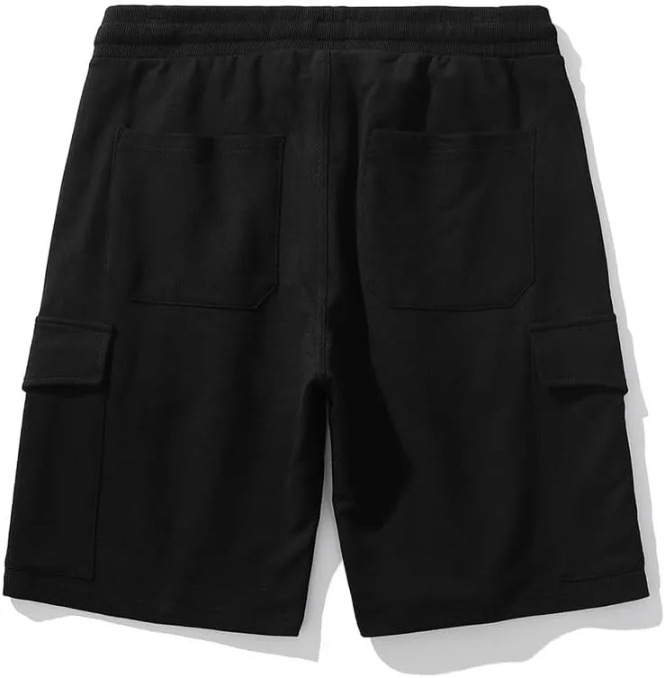 Mens Shorts Athletic Cotton Relaxed Fit Shorts Comfy Cargo Shorts Wide Leg Men Summer Beach Shorts Multic-Pocket Loose