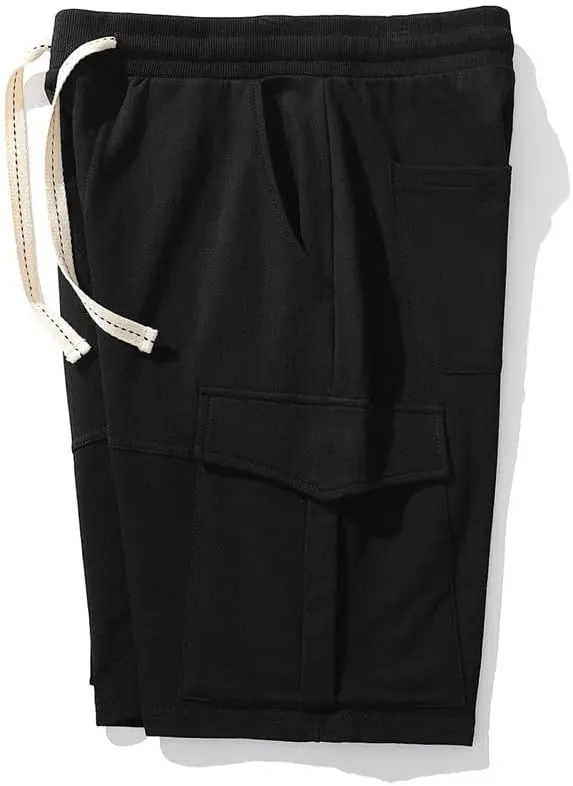 Mens Shorts Athletic Cotton Relaxed Fit Shorts Comfy Cargo Shorts Wide Leg Men Summer Beach Shorts Multic-Pocket Loose