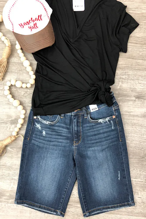 Myranda - Judy Blue Relaxed Bermuda Jean Shorts