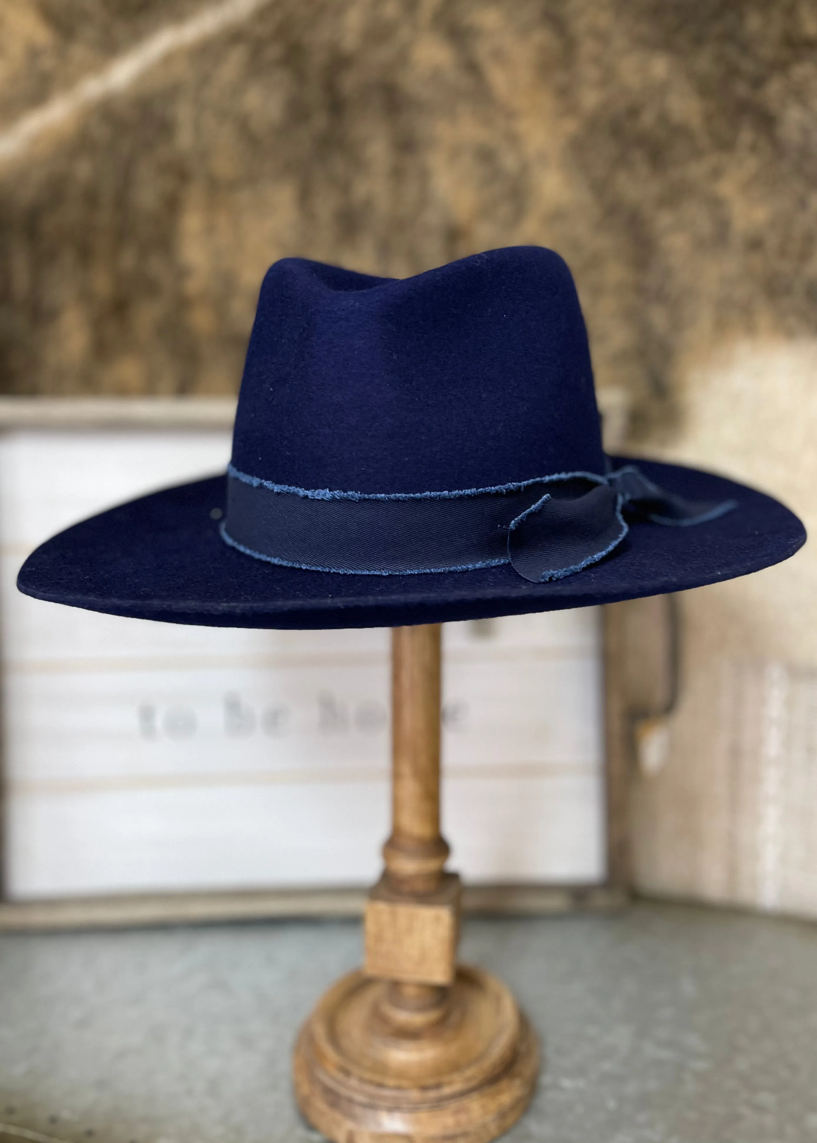 Navy Blue Wool Felt Hat