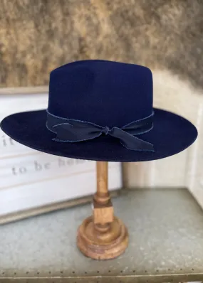 Navy Blue Wool Felt Hat